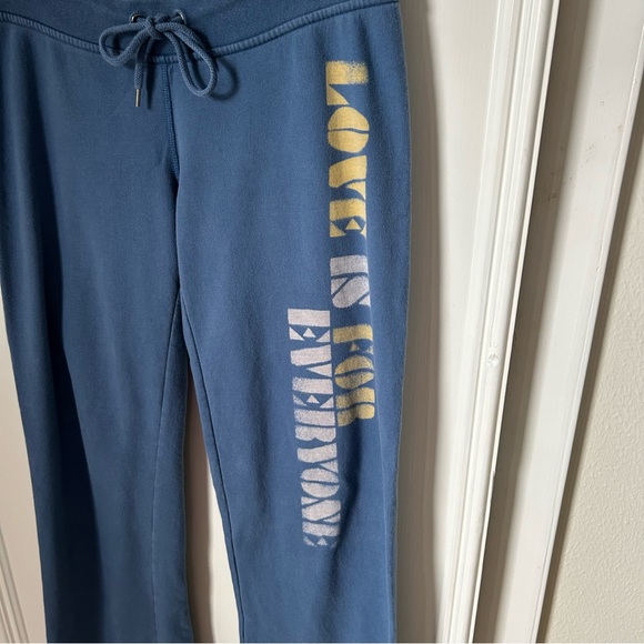 Vintage Y2K Lucky Brand Sweatpants Blue Love Is For Everyone Birds XS Drawstring - Picture 7 of 10